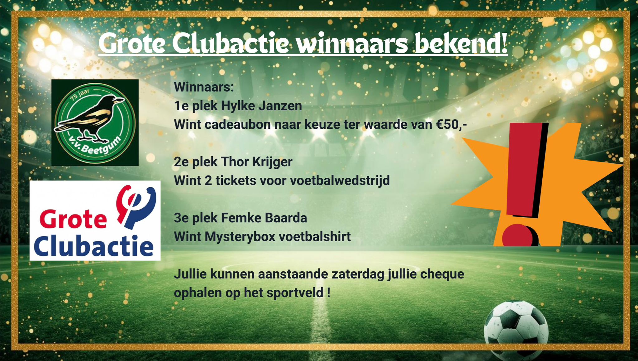Grote Clubactie winnaars bekend!