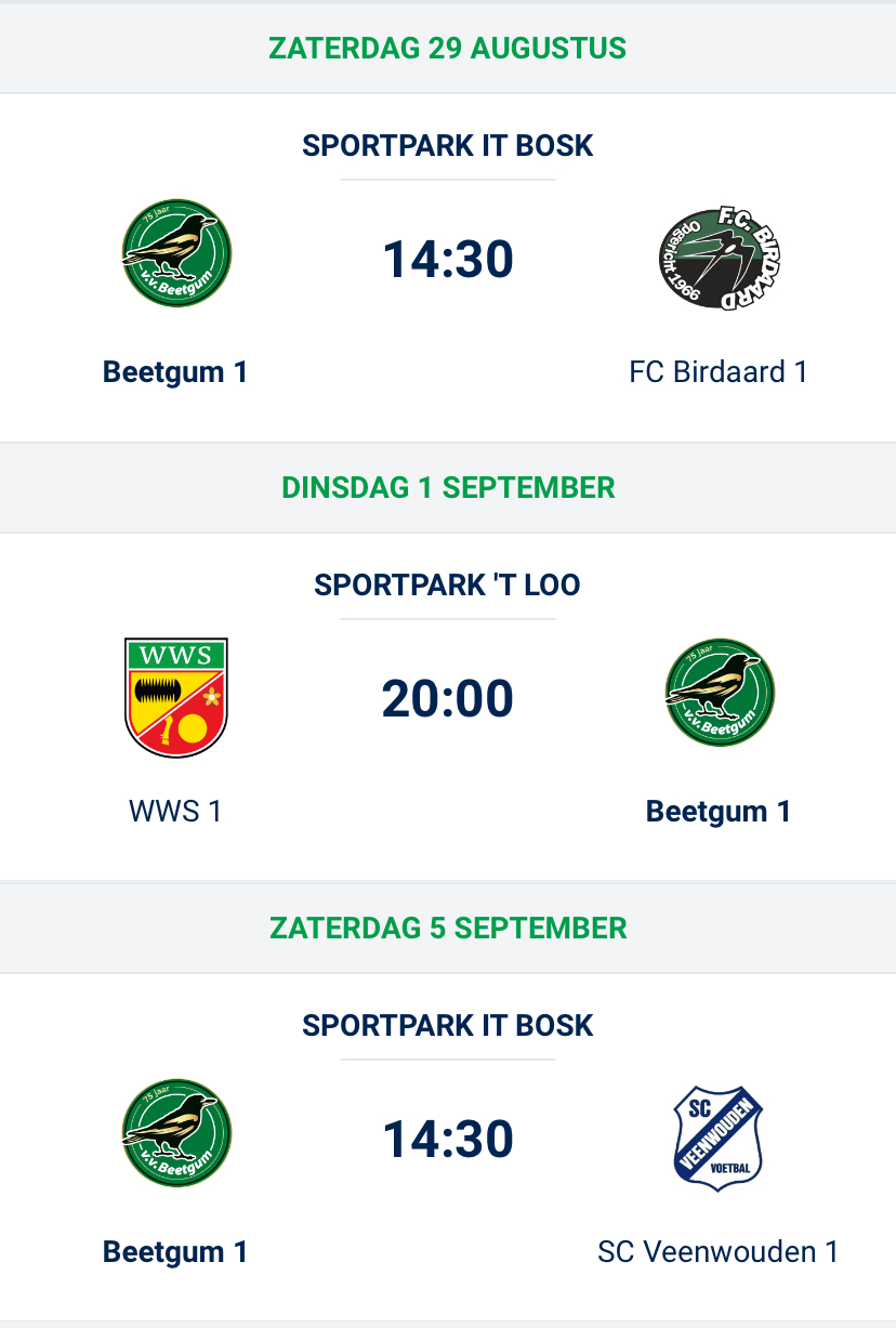 Programma KNVB Beker v.v. Beetgum 1
