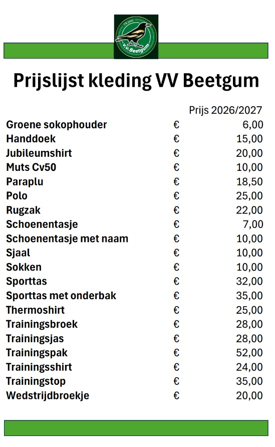 KLEDINGVERKOOP BIJ VV BEETGUM! ⚽