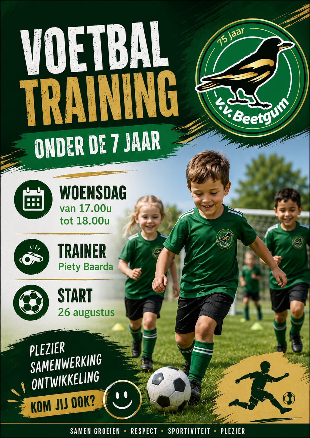 Voetbal training onder de 7 jaar