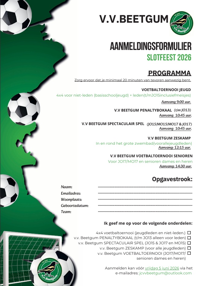 Aanmeldingsformulier Slotfeest v.v. Beetgum